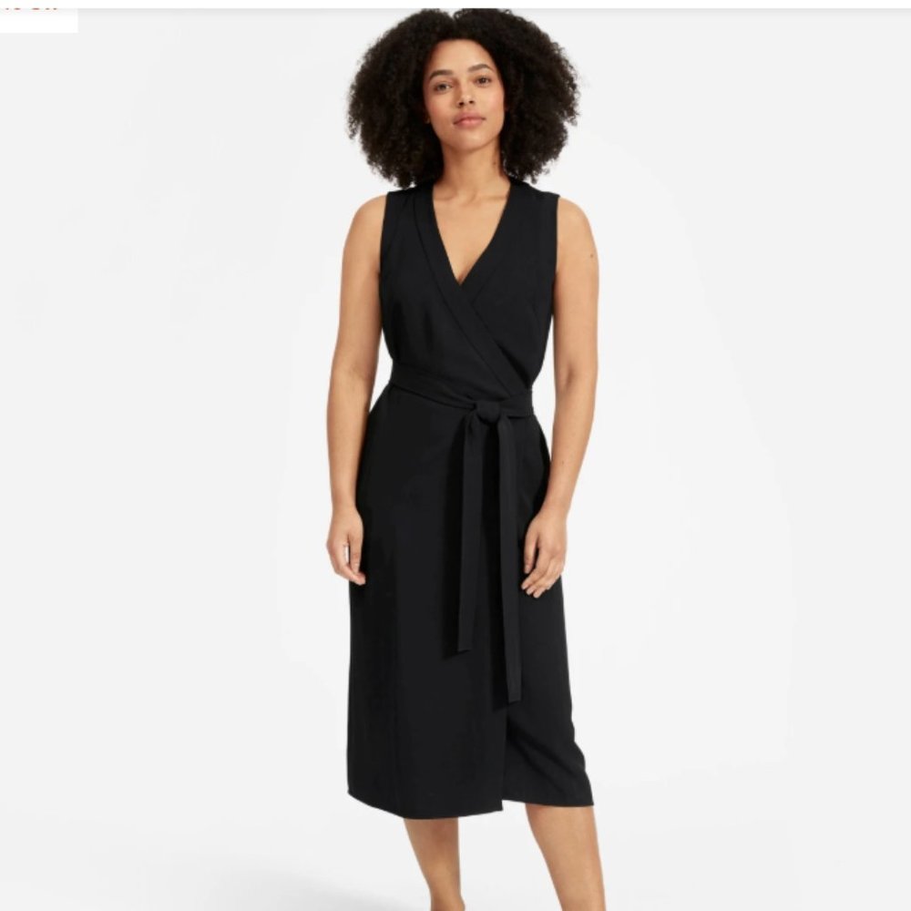 Everlane Japanese GoWeave Sleeveless Wrap Dress | Black | Size 2